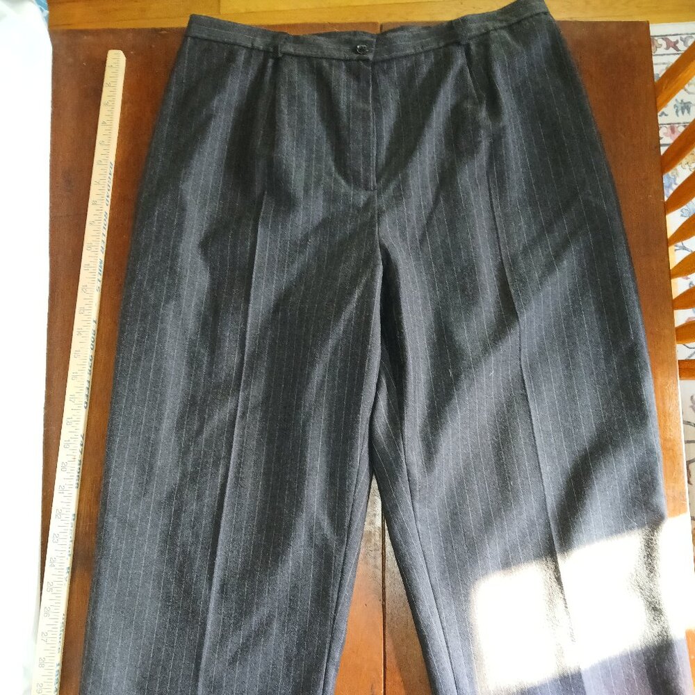 Ralph Lauren size 16W woolen trousers, charcoal gray pinstripe